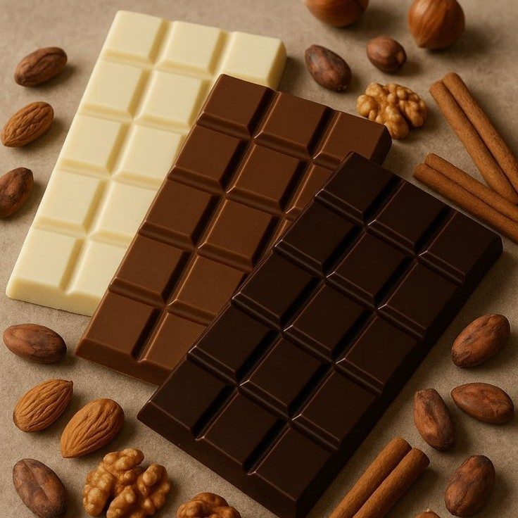 Moulded chocolate tablets with nuts
